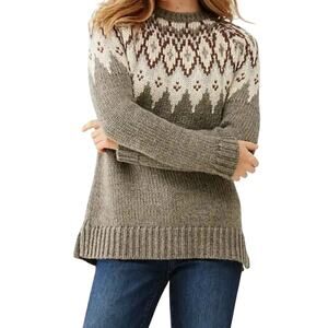 J Jill fair isle wool blend sweater womens medium preppy classic quiet luxury